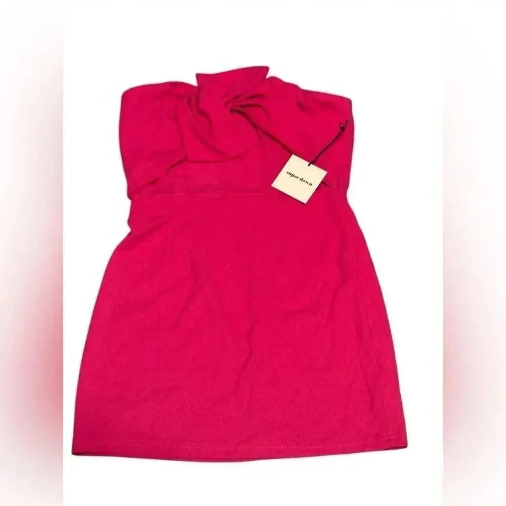 NWT woman’s SUPERDOWN X REVOLVE hot pink georgina tie front dress sz small